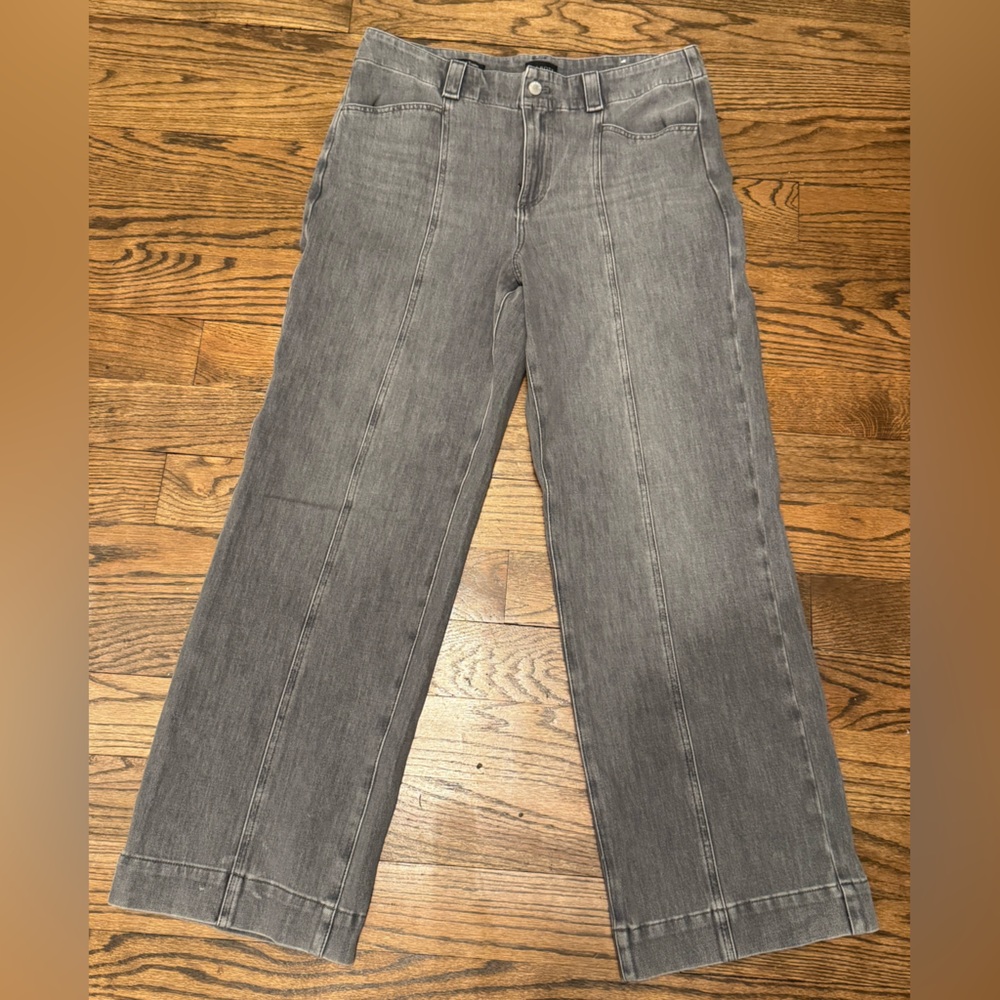 Talbots Classic Jean Trouser Gray Straight Leg Denim Pants Women’s Size 12